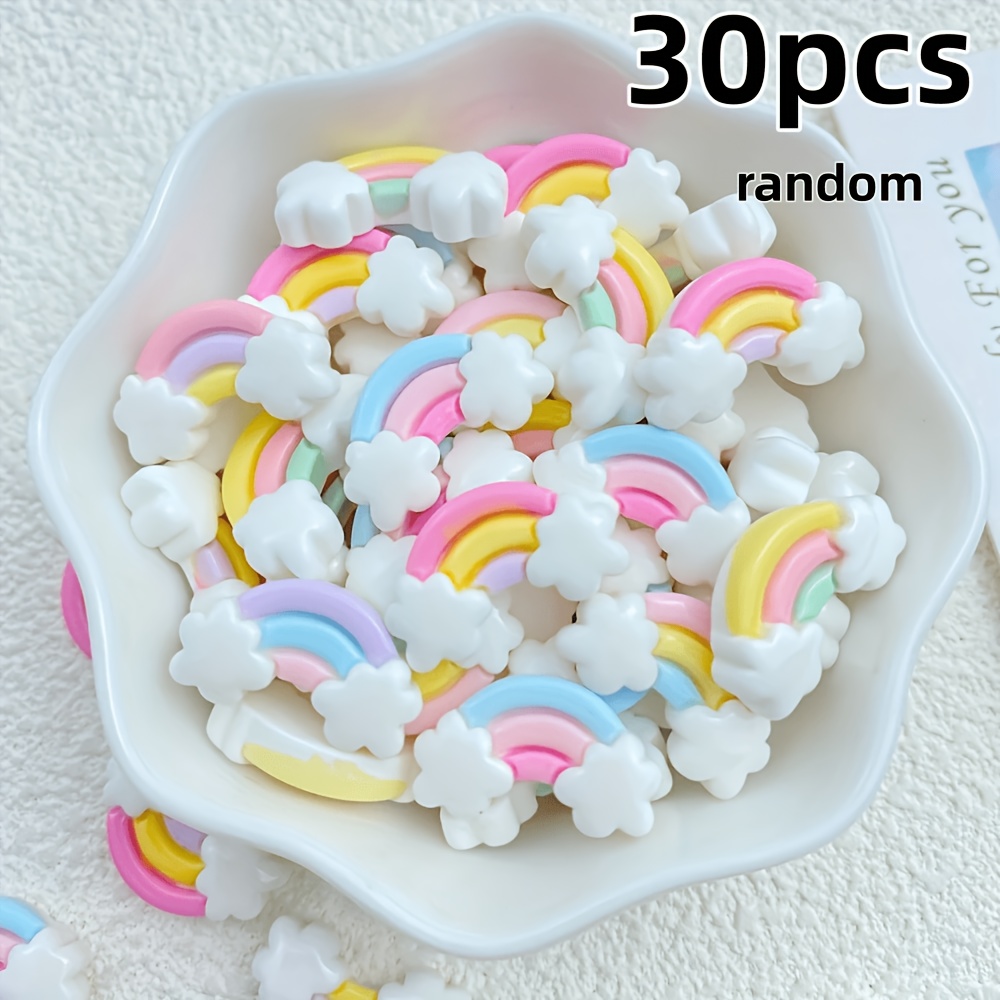 30pcs Set Of Resin Random Mixed Cute Cloud Flat Back Stone Decal Home Statue Suitable For Nail Art Additions