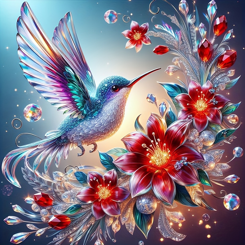 

Diy 5d Diamond Painting Kit - Colorful Hummingbird Design, Full Drill Round Acrylic Diamonds, 15.7x15.7in - Perfect For Home Wall Decor & Gifts Hummingbird Diamond Painting Bird Diamond Painting Kits