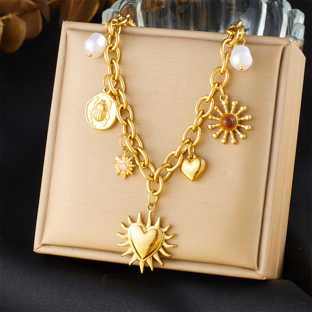 TEMU Women Jewelry 304 Stainless Steel Necklace Pendant Multi-element Men And Women Fashionable Punk Street Necklace