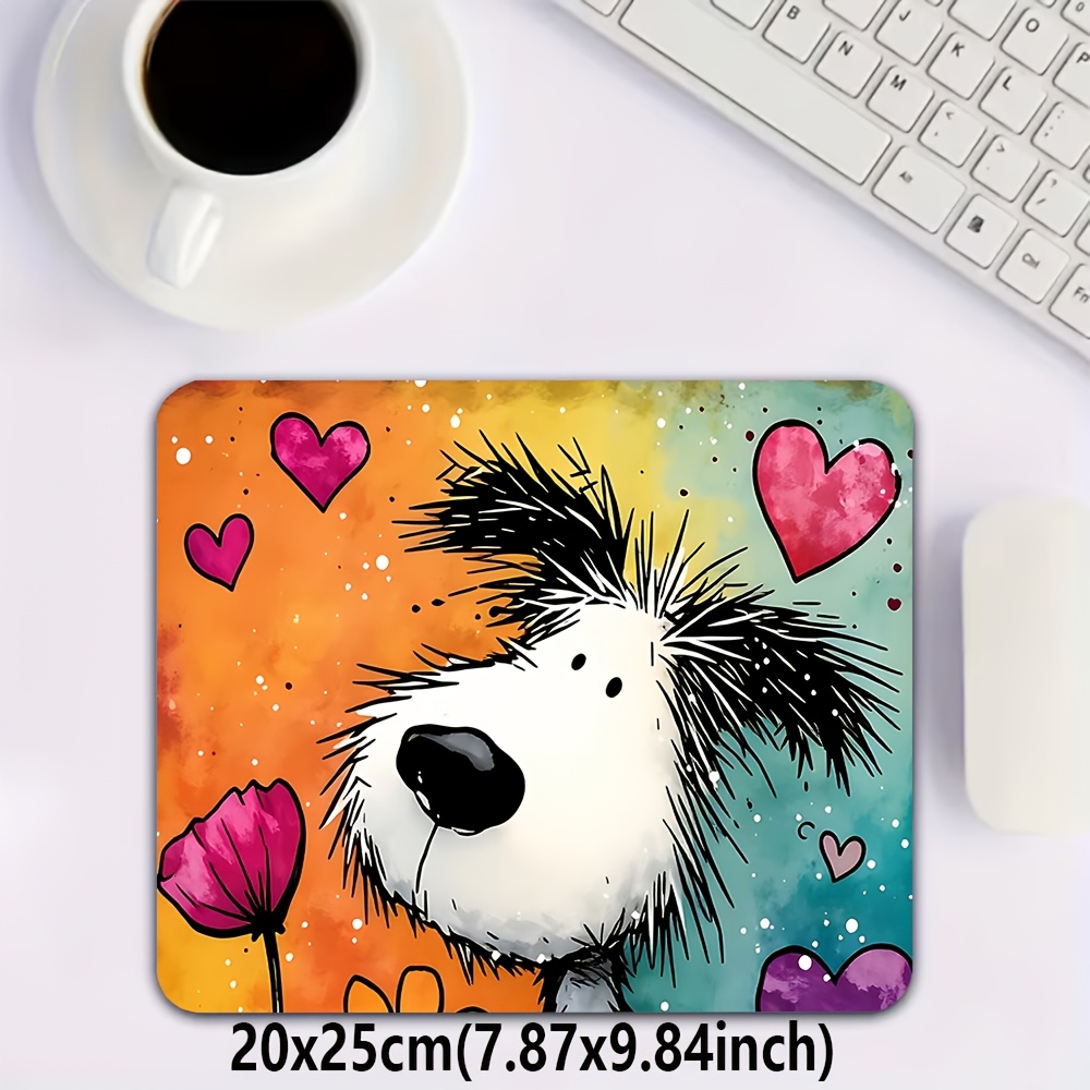 TEMU Puppy And Heart Mouse Pad, Desk Mat Mechanical Keyboard Accessory, Gaming Mouse Pad, Office Computer Accessory Keyboard Mat, Rubber Non-slip