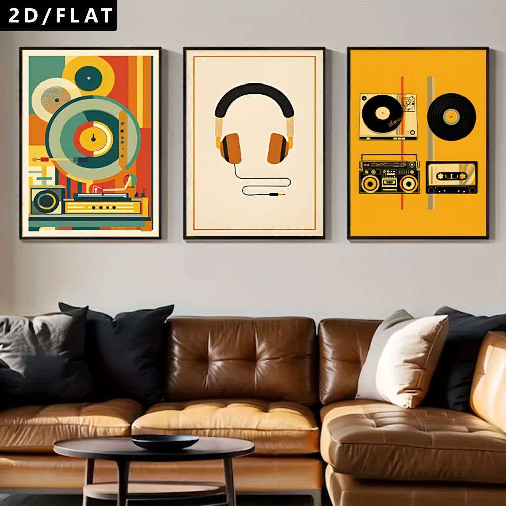 E-shop 2D Flat, 2D Flat, 2D/Flat 3-teiliges Phonographen, Radio, Kopfhörer, Vinyl-Schallplatten, Kassettenband-Gerät, Retro-Musik-,