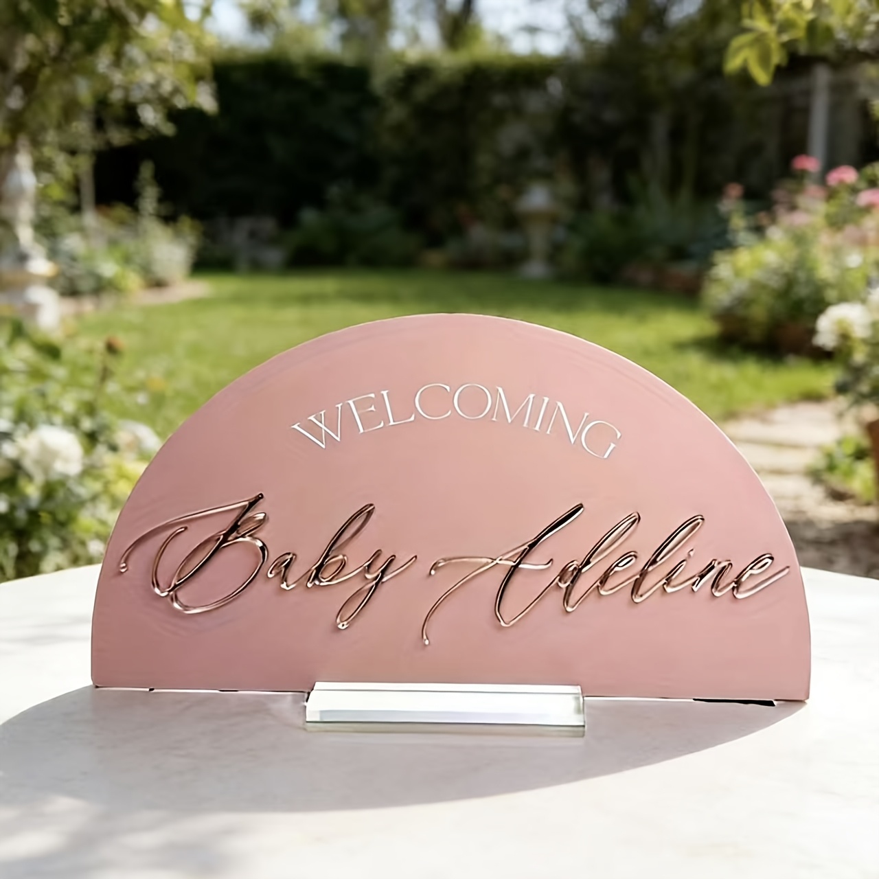 TEMU 2d Flat - [2d Flat] 1pc 2d Flat Custom Acrylic Arched Welcome Party Table Centerpiece Sign, Laser Cut Wedding Party Decor Sign, Blue Or