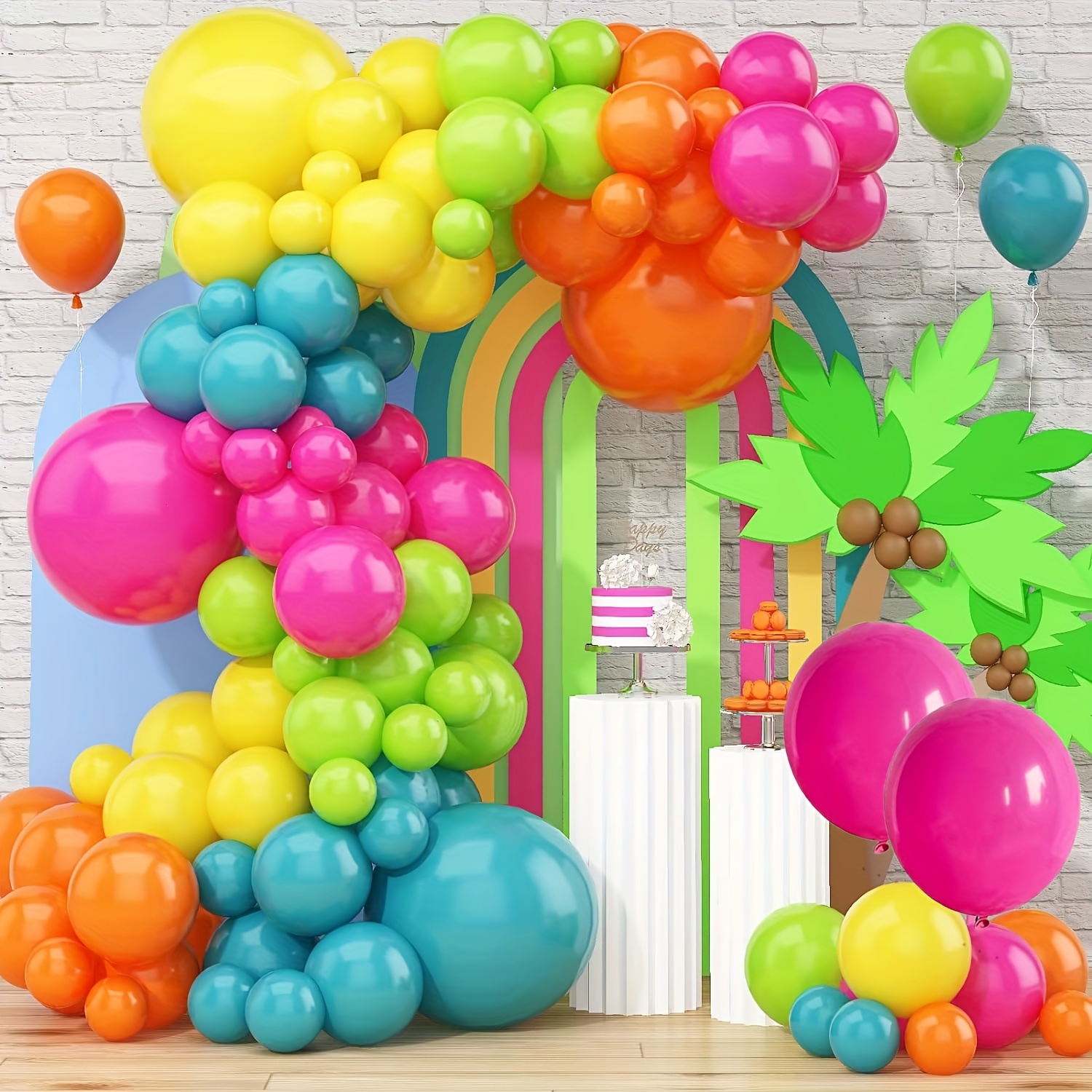 8 Pcs Rainbow Beach Balloons 18 Inch - Summer Pool Party Decorations