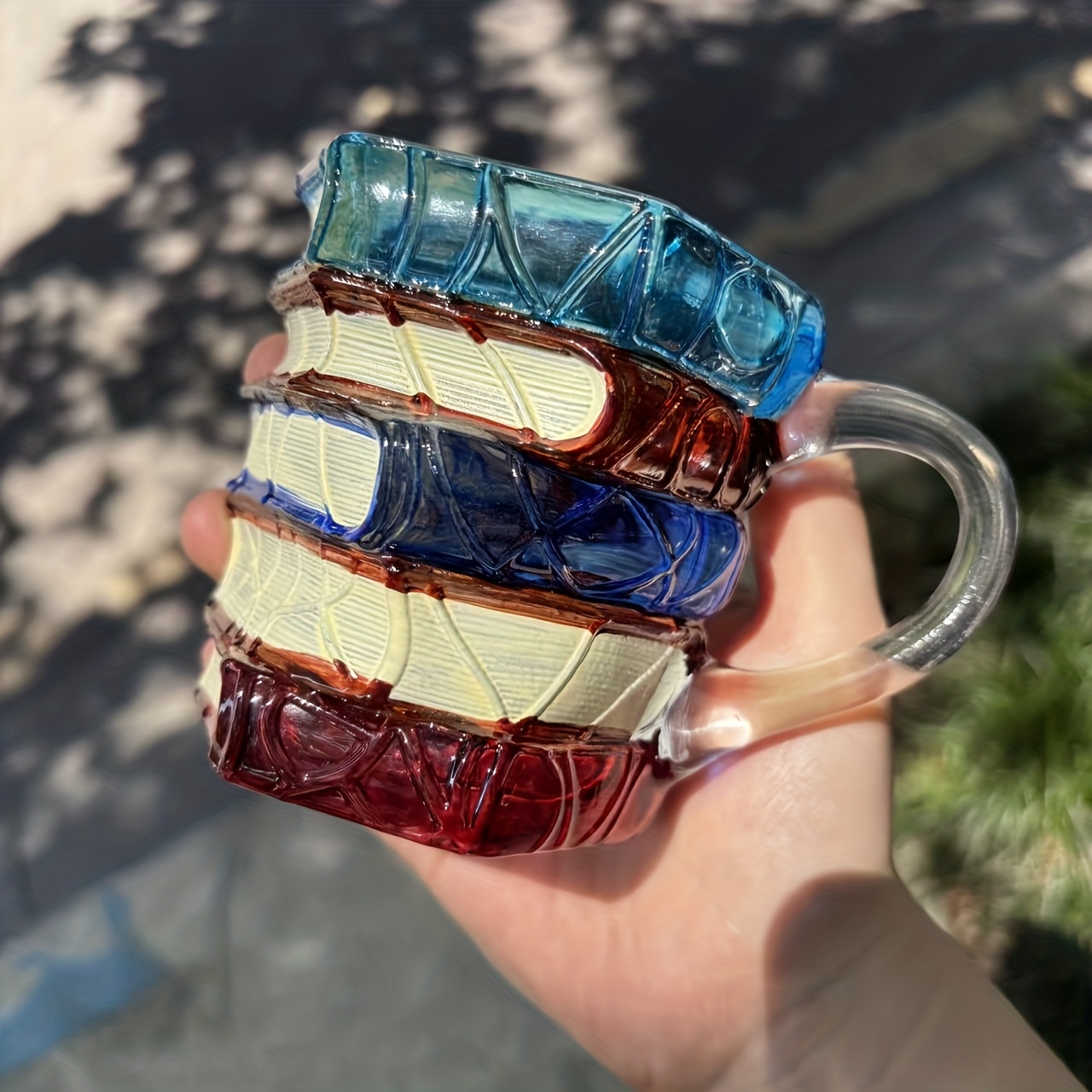 Painted Book Mug 3d Stained Glass Stack Design Coffee Cup, Artistic Literary Reading Mug, Unique Halloween And Christmas Birthday Friendship Gift For Women Readers Librarians Literature Lovers