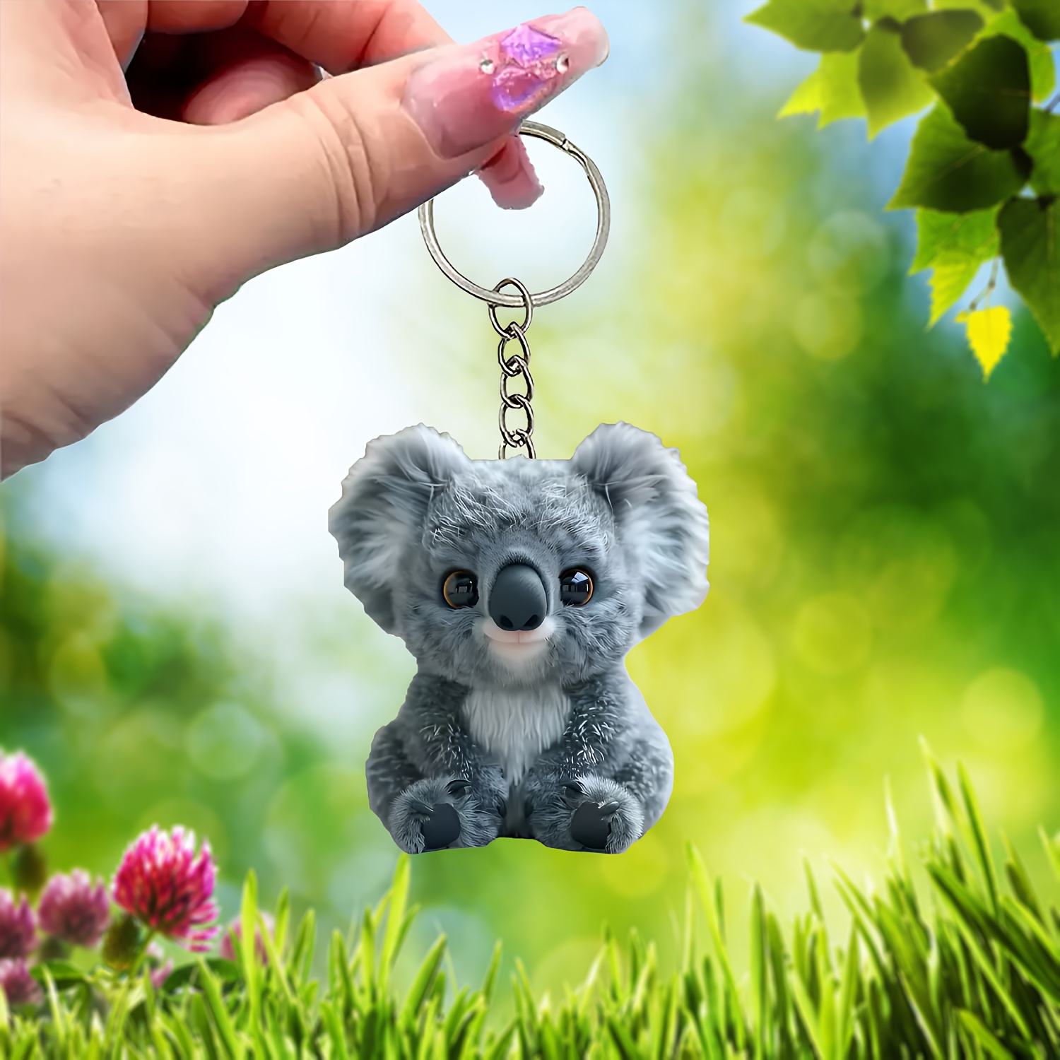 

Porte-clés en acrylique de koala plat 2D, idéal pour les décorations de Noël, la décoration intérieure, la décoration extérieure, la décoration de fête, cadeau idéal