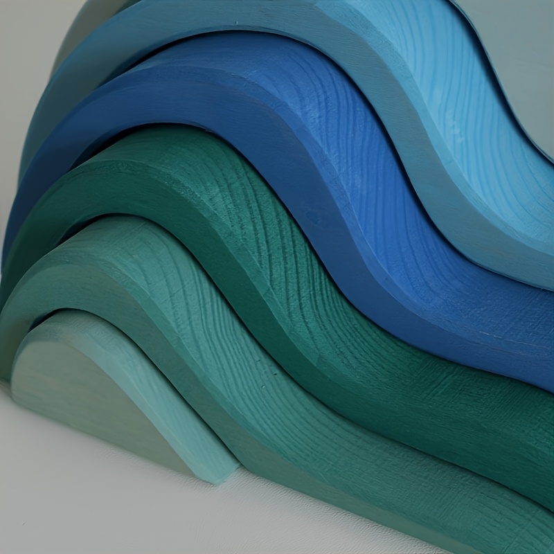 Decorative Wooden Toy Building Blocks with Realistic Wave Patterns
