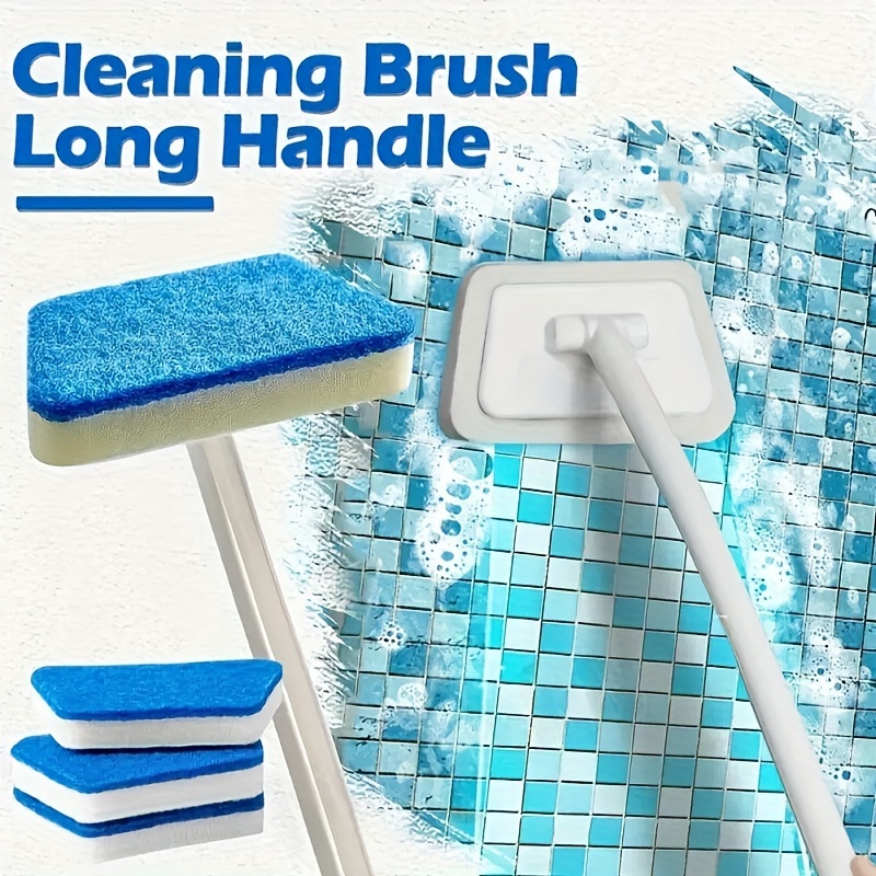 

Versatile Bathroom Cleaning Brush Set With Long Handle - Detachable, Replaceable Head For Tile & Bathtub Scrubbing, Ideal For Kitchen, Living Room & Toilet
