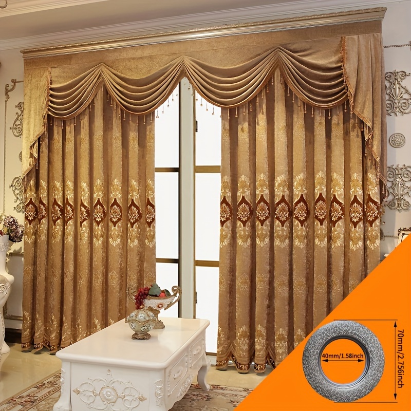 

High End European Style Villa Living Room Curtains, Light Luxury Chenille Embroidered Curtains, Bedroom Shading Products, 2pc