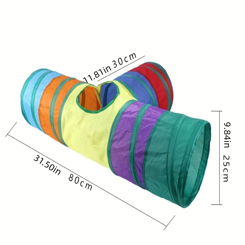 Image of Rabbit Tunnel And Tube Collapsible Small Animal Pet Hideaway Suitable For Dwarf Rabbits, Guinea Pigs, Kittens - 3-way Play Tunnel Toy With Glider, T-piece, Y-piece, Cross-junction, , Set Of 3