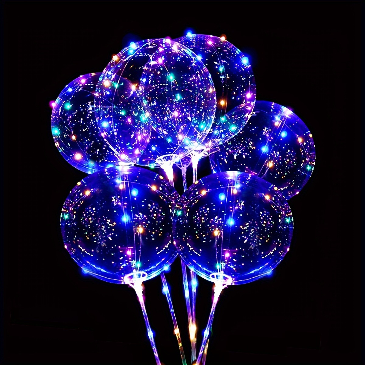 

18pcs Led Light String, Bubble Ball With Balloon Rod, Suitable For Light-up Parties, Birthday Parties, Weddings, Valentine's Day, Mother's Day Decorations Eid Al-adha Mubarak