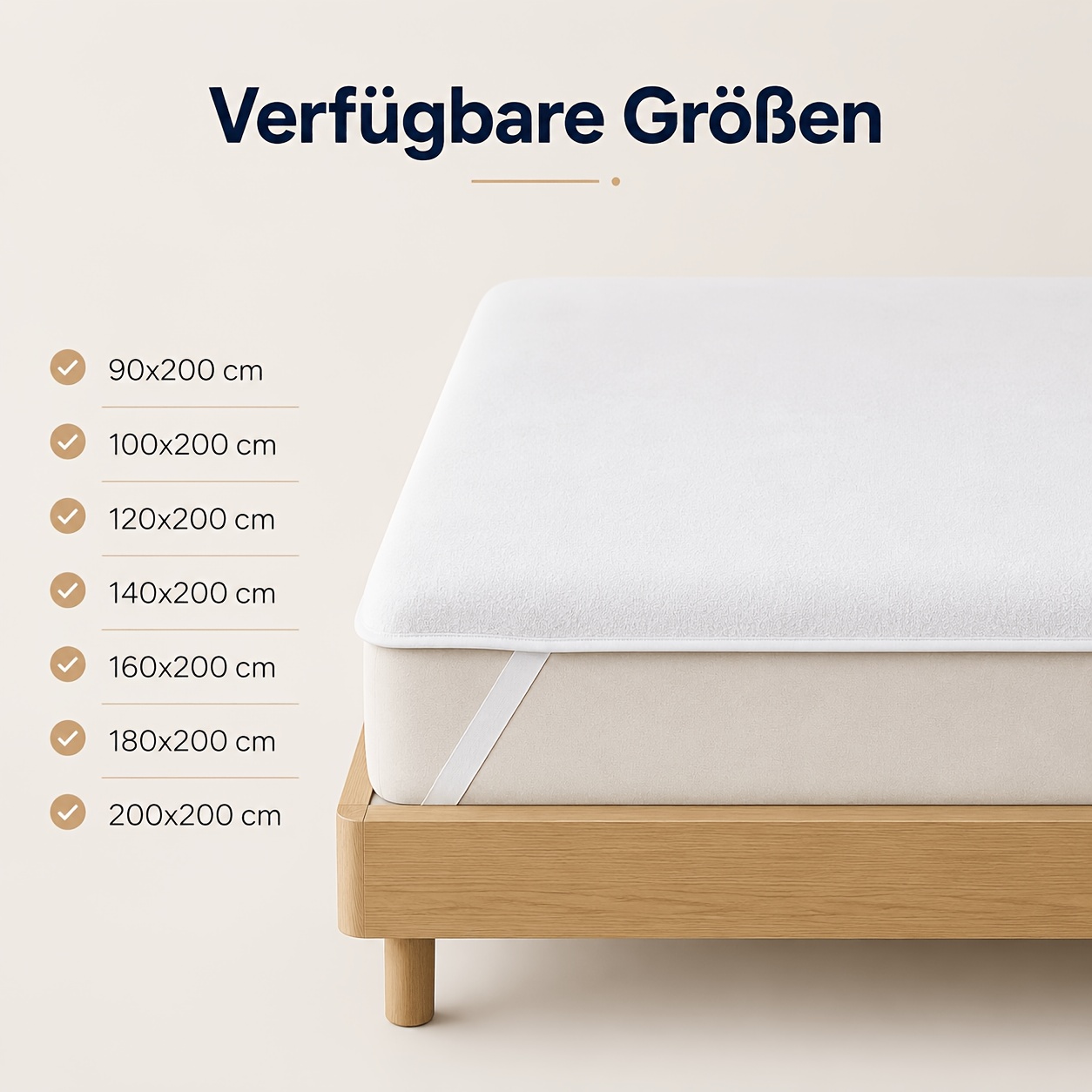 TEMU 1pc Waterproof Mattress Protector, Cotton Terry Mattress Cover With Elastic Corner Straps, Breathable Mattress Pad, Moisture-wicking Noiseless