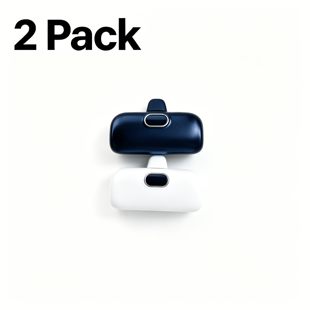 TEMU 5000mah Pocket Portable Power Bank 2 Pack, Insert Design Mini Charger, Led Indicator, Portable Emergency Backup Power Supply For Type-c Port