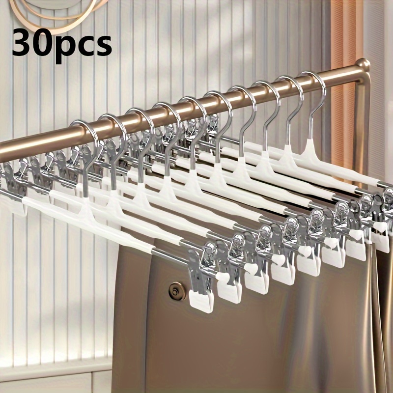 E-shop 30 Stück Hosenbügel aus Edelstahl, , rutschfest, spurlos, einfach zu verwenden, Schrank- und Hosenklammern für Zuhause, Schlafzimmer,