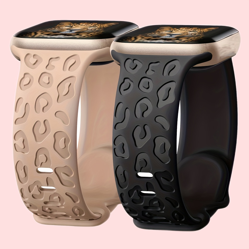 

2pcs Engraved Strap For Watch Band 45mm 41mm 49mm 44mm 40mm 38mm 42mm Leopard Silicone Bracelet Se 3 6 8 9 Ultra 1/2