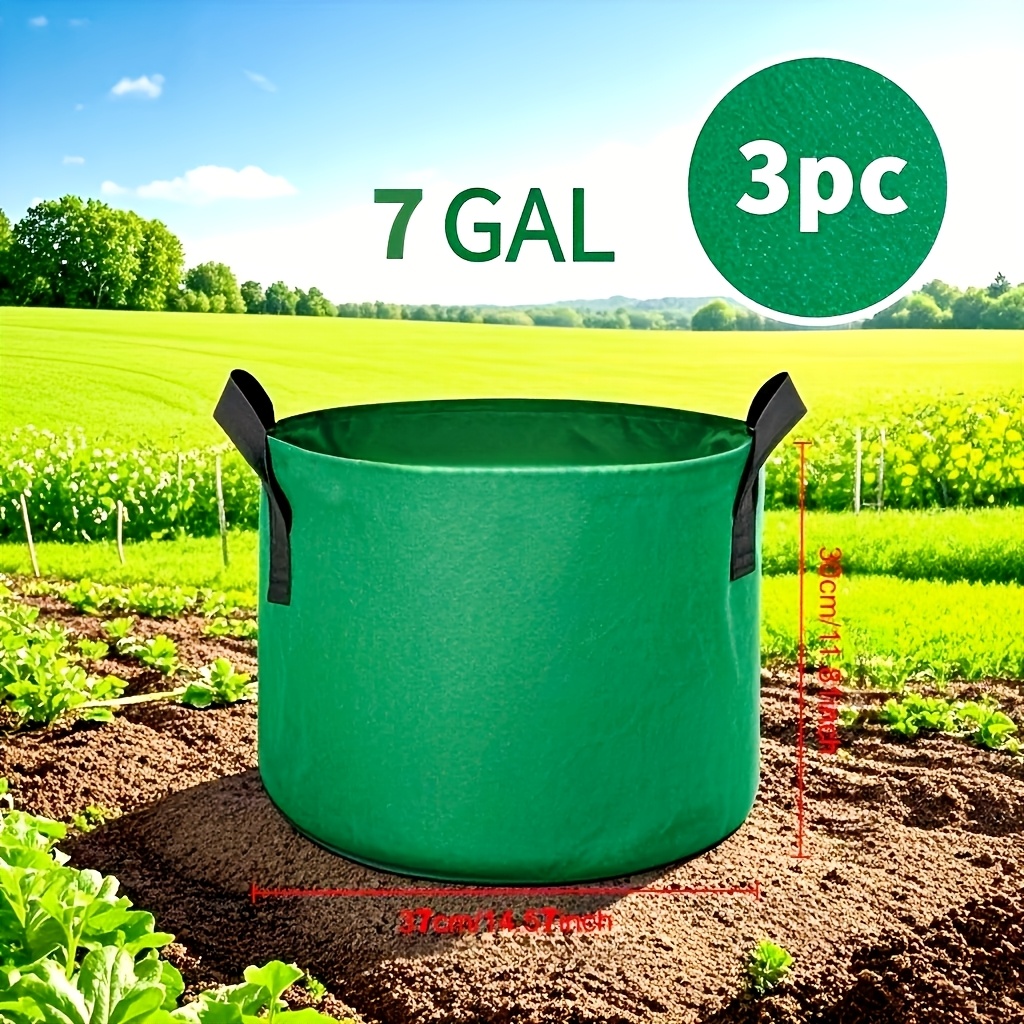 E-shop Drei robuste Pflanzbeutel mit großem Fassungsvermögen und Griffen, und leicht, für den Gartenstil entwickelt, hergestellt aus schwerem