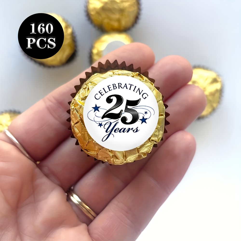 160 stk. runde aufkleber zum jubiläumsthema mit der zahl 25 sternakzent, klassischer   stil, zum ausdruck einer  lichen  ,   für geschenkboxen, gastgeschenke,  geschenke, partydekorationen usw.
