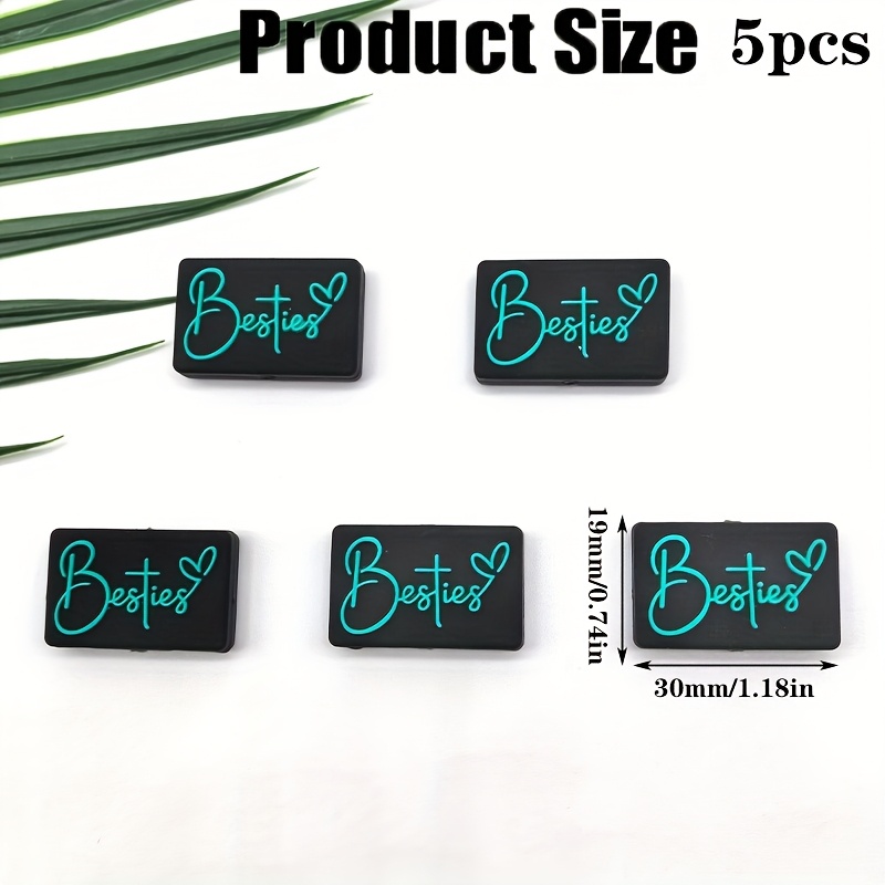 Image of 5pcs Pieces Of Silicone Beads, Square "" Letter Loose Spacer Beads, Suitable For Diy Handmade Jewelry Making, Daily Decoration, Holiday Gifts, And Gifts For Ladies