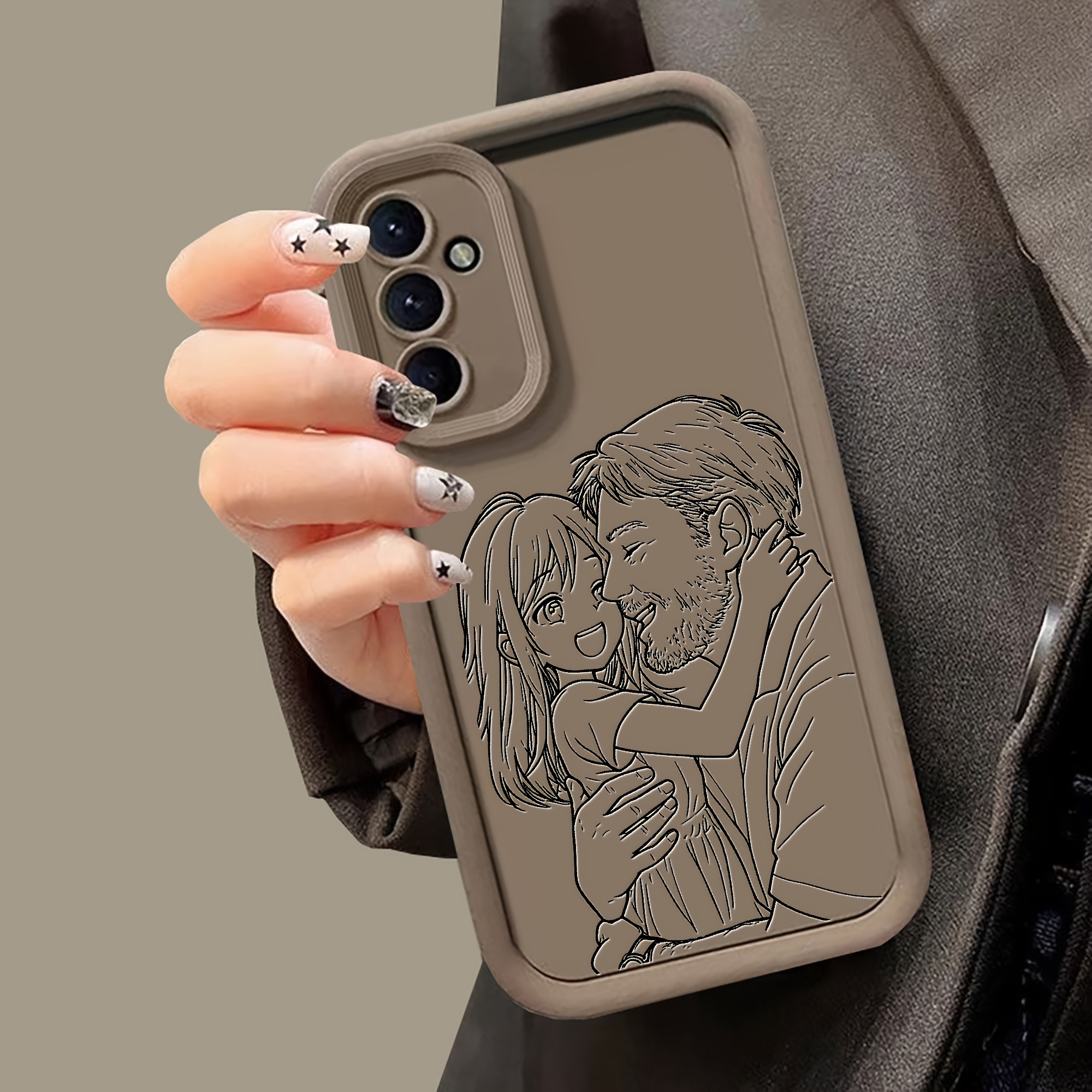 TEMU Phone Case: Personalized Tpu Hand Family Couple Personal Portrait Etcimage Design Custom Phone Case Compatible With Galaxy S25 S24 S23 S22 S21