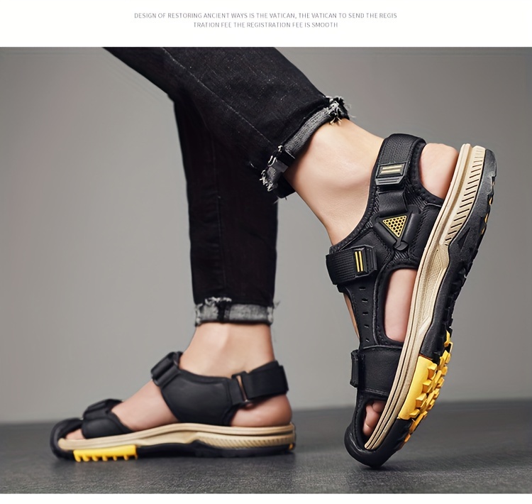 mens summer breathable sandals casual sporty open toe shoes with adjustable straps cover rubber sole for beach hiking and outdoor activities details 12