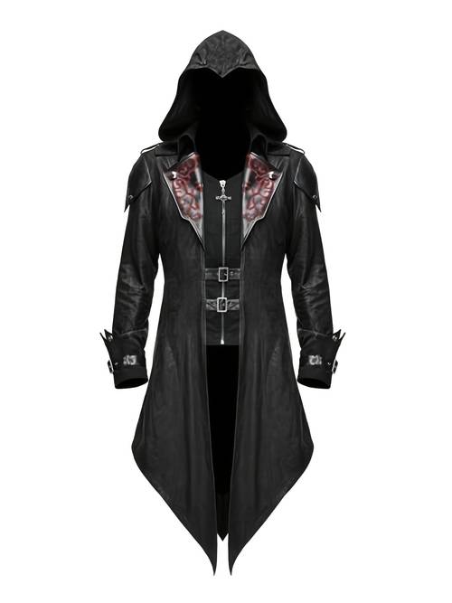 gothic assassin suit steampunk hooded jacket with hooded jacket matching outfit loose fit for themed parties suitable for body types year round wear for and everyday gothic attire for teenager