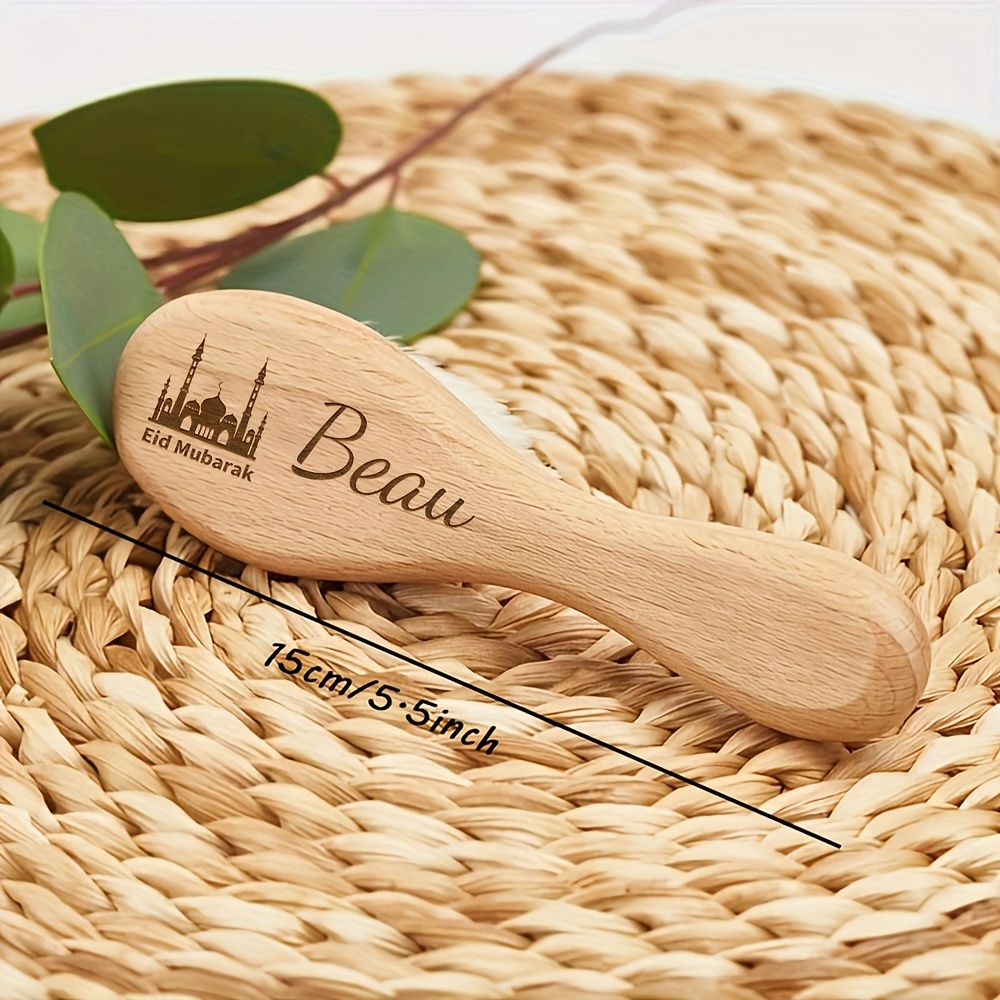 1pc engraved personalized wooden hair brush ramadan sheep star and moon wooden hair brush customized name hair brush souvenir mothers day gift birthday gift details 1