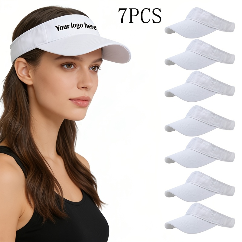 7pcs Bulk Pack Custom Logo/Text Visor Hats for Summer