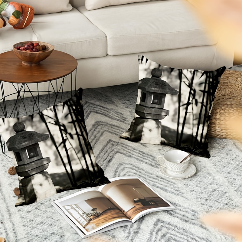 piezas fundas almohadas minimalistas bambú piedra diseño Temu