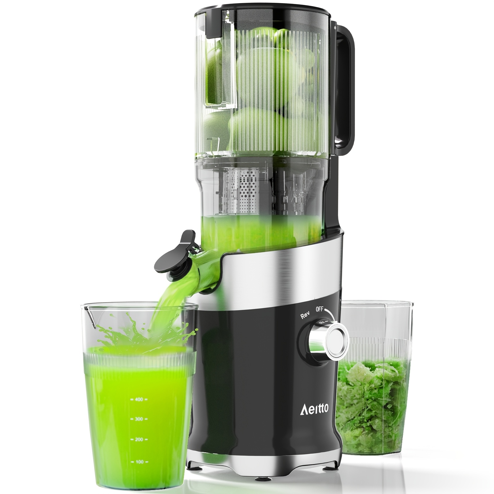 TEMU Juicer Machine, Juicer, Cold-pressed Juicer, 4.9-inch Oversized Feed Chute, Suitable For Whole Fruits And Vegetables, Slow Juicer Easy To Clean,