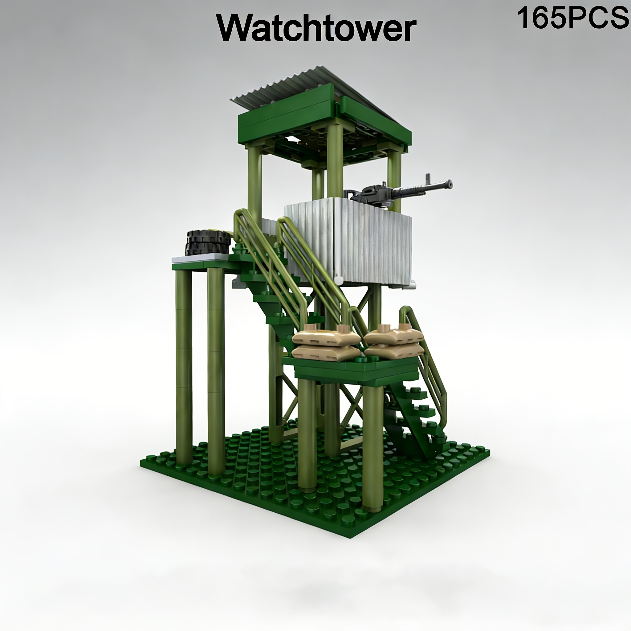 Image of Back-to-school Gift, Assembleable Educational Building Blocks Green Tower Model, Kids Toy Ornament, Holiday & New Year Gift, Christmas Gift