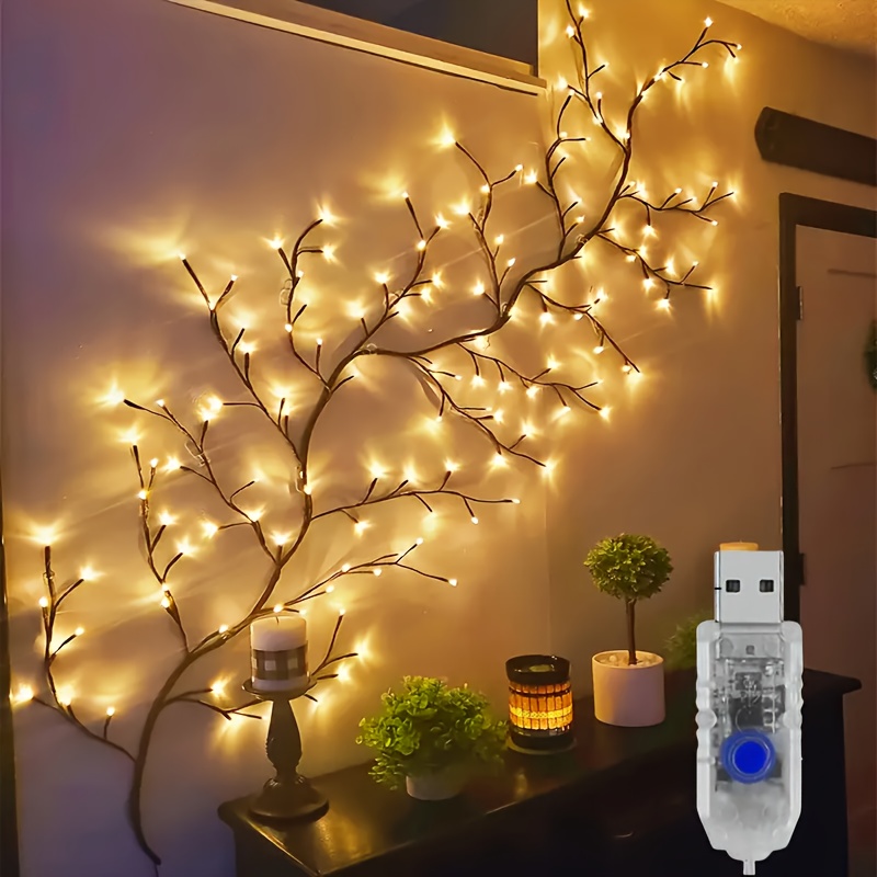 item picture a   wicker vine light with a   lamp body built in 36 48 led lamp beads and artificial plant rattan decorative lights with 8   suitable for   a night light atmosphere   living room