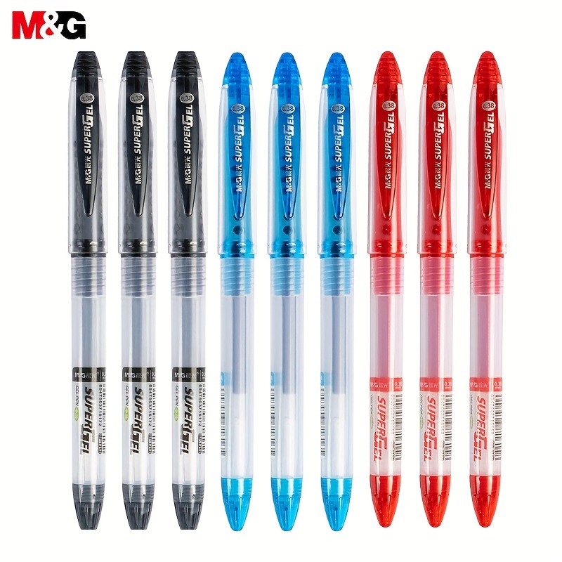 

M&g 0.38mm Black Fine Neutral Pen - Carbon Pen With Full Needle Head, Design, And Simple . Suitable For Students, Schools, Business, And Office Use. In Blue And Red.