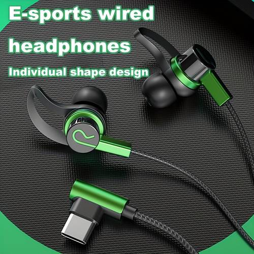type c in ear wired gaming headset with hd audio clear microphone strong durable cable for gaming and ear design sliding volume button for adjustment quality suitable as a birthday gift