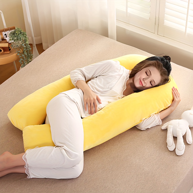Pregnancy Pillow with Lumbar Support, Side Sleeping Pillow, Belly Support, Specialized Tool for Side Sleeping, U-Shaped Body Pillow, Leg Wedge Pillow for Pregnancy, New Crystal Velvet YG2348 U-Shaped Pregnancy Pillow, Side Sleeping Belly Support