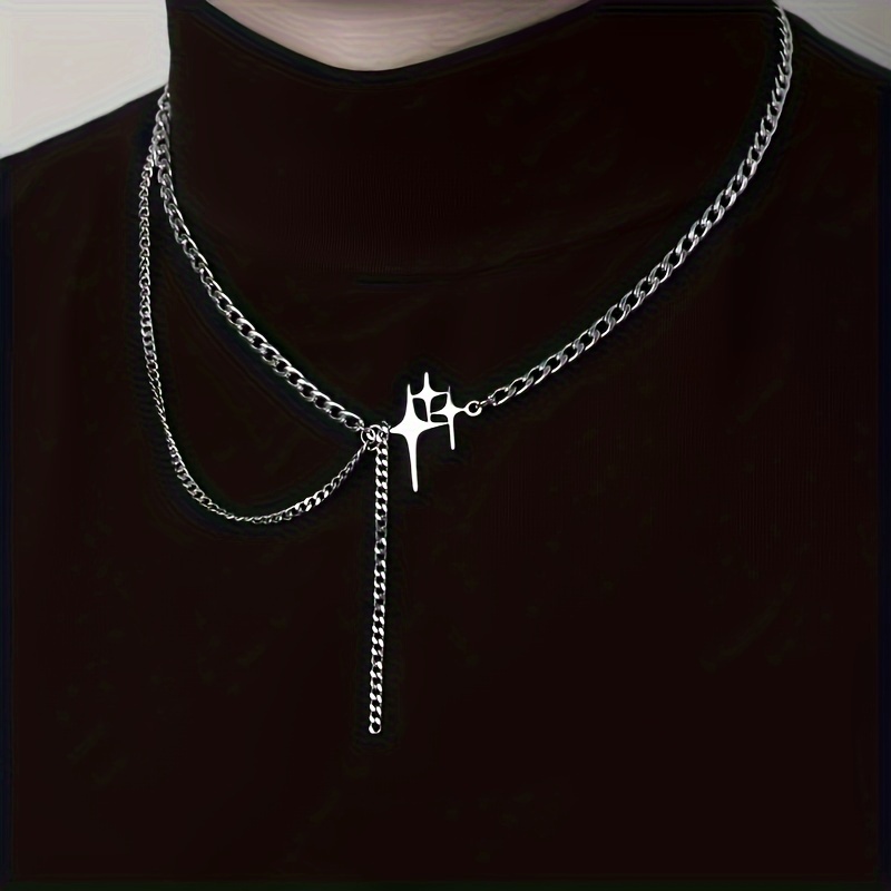 

Fashion Necklace Light Luxury Star Ancient Ba Splicing Collarbone Chain Female Hip Hop Simple Couple Accessories