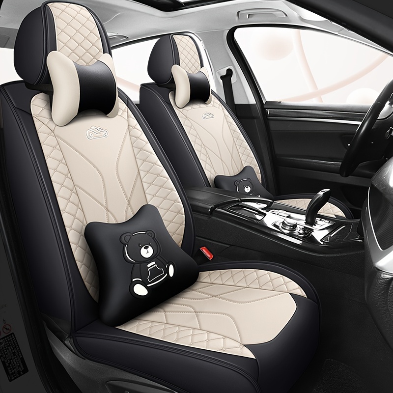 

Universal Full Cover Seat Cover Made Of Durable Pu Leather For Cars And Suvs With Cartoon Design, Suitable For 5 Seats