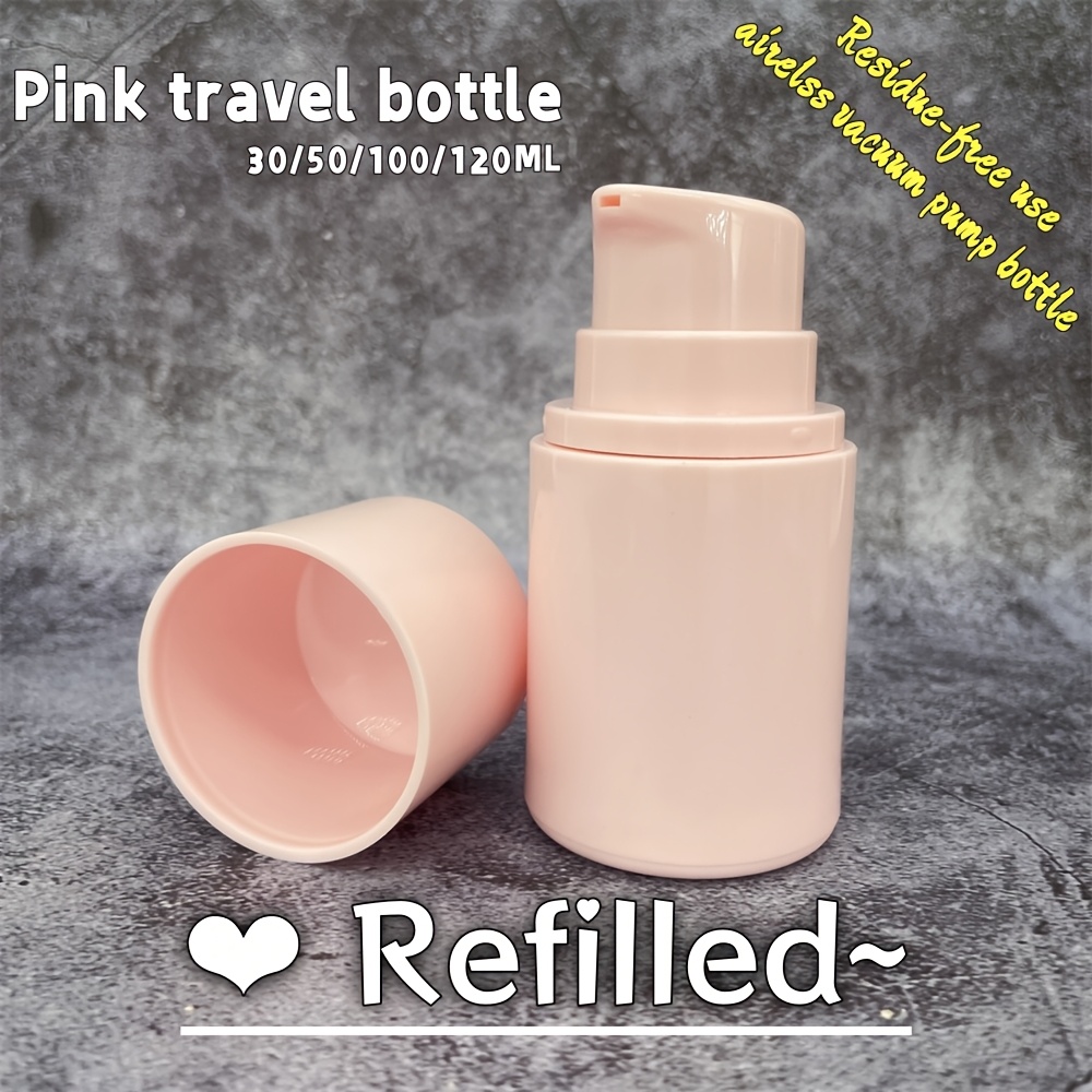 

Bouteille de Voyage Sous Vide Rose Rechargeable - Distributeur à Pompe Air pour Lotion, Crèmes & Plus - Contenant Cosmétique PVC pour Extérieur, Bronzage, Camping