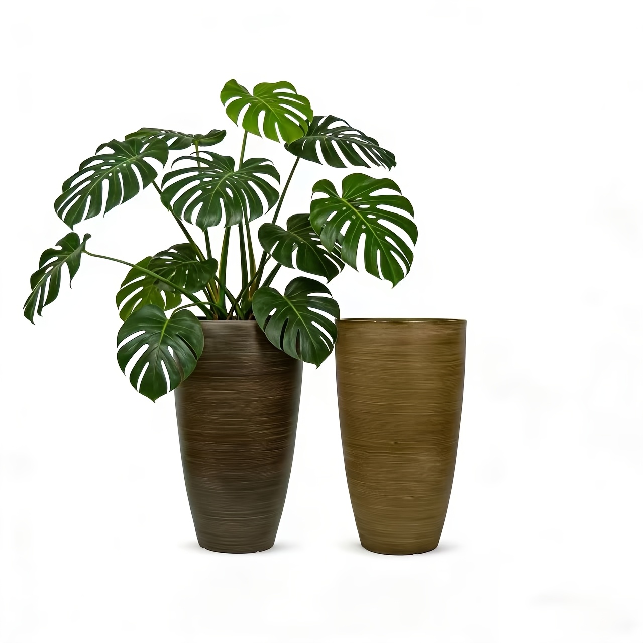 21-Zoll High-Top Rundmndiger Texturierter Verdickter Harz Rundblumentopf,  Stehender Balkon Blumentopf High-Top Topf, Bro * Bird of Paradise Groer  Blumentopf, Monstera Groe Grne Pflanze Blumentopf ...