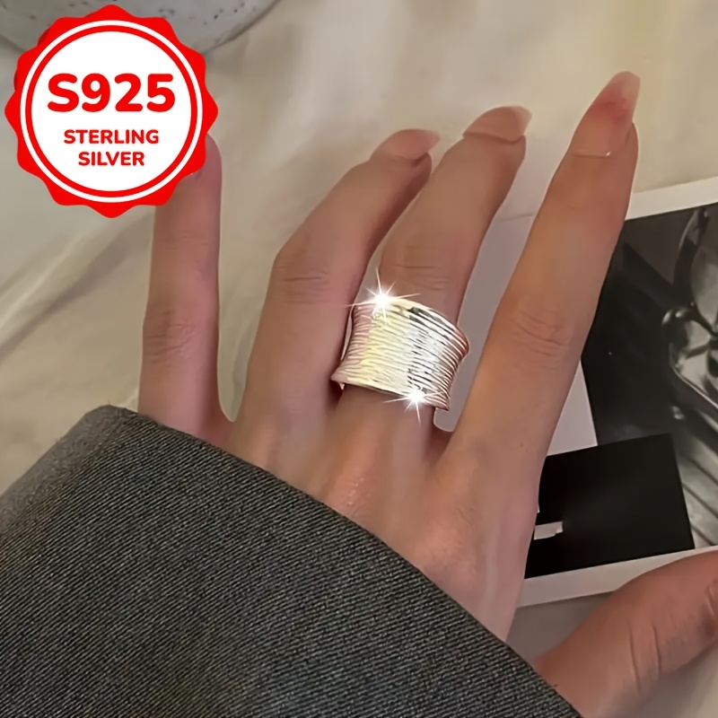 925 Silver Wide Band Women's Ring Adjustable with Packaging