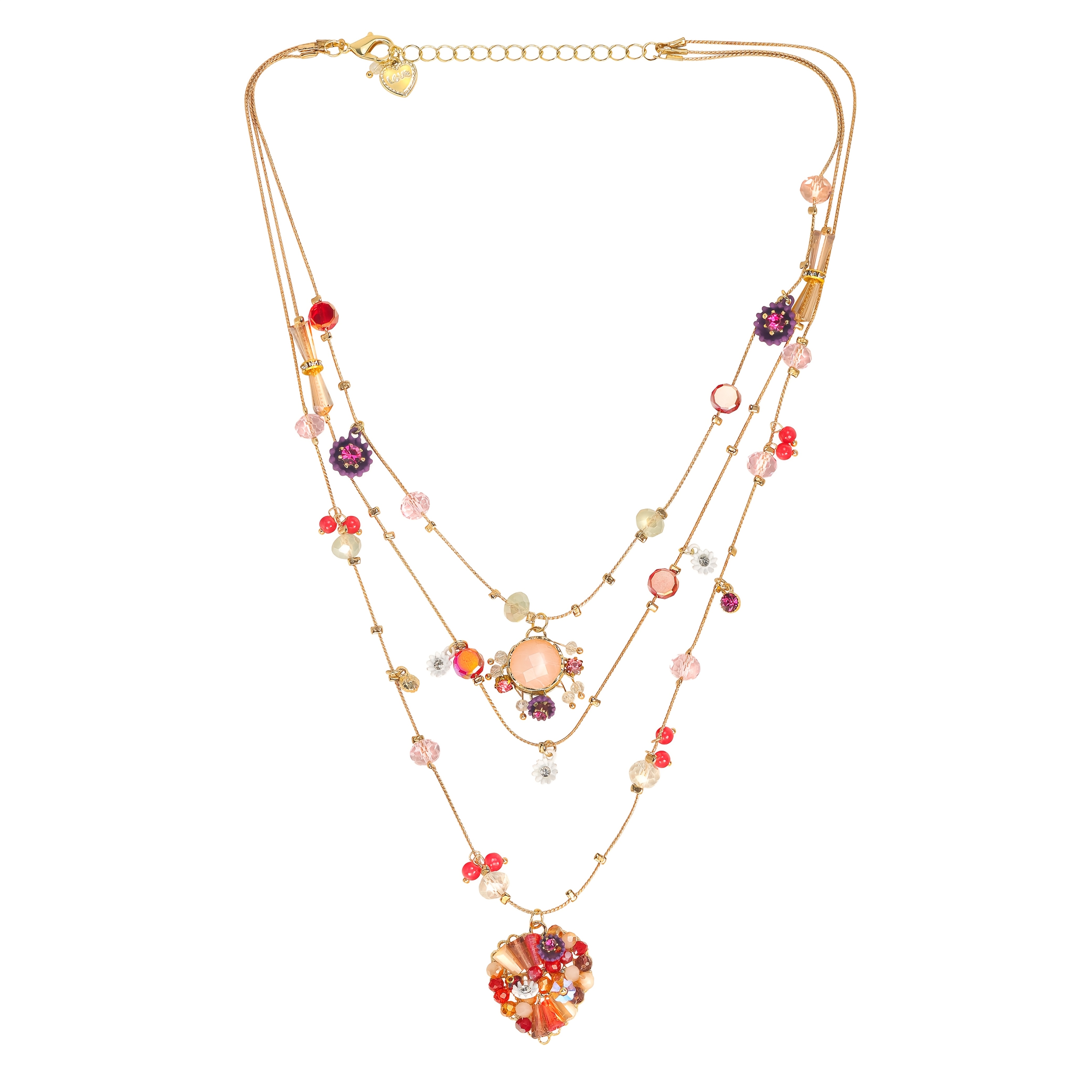 925 Sterling Silver Layered Love Beaded Necklace