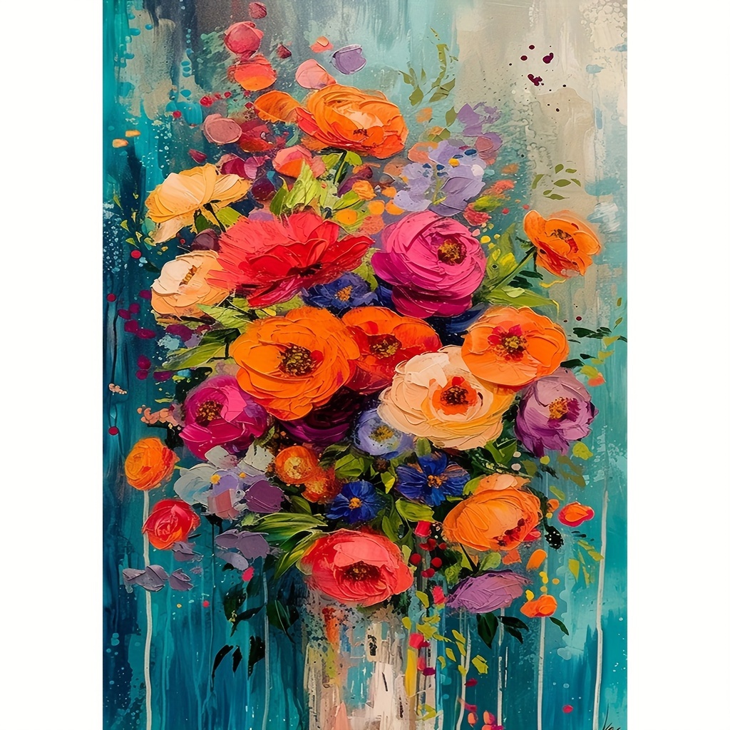 

1pc 30x40cm/11.8x15.7inches Without Frame Diy Large Size 5d Diamond Art Painting Oil Painting Flowers, Full Rhinestone Painting, Diamond Art Embroidery Kits, Handmade Home Room Office Wall Decor