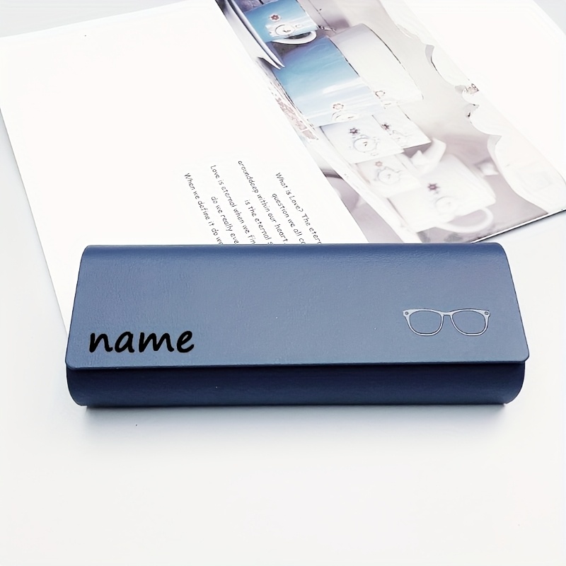 TEMU Personalized Laser-custom Glasses Case - Name/text - Elegant Eyeglass Box With Scratch-resistant Hard Shell, For Glasses, Reading Glasses, -