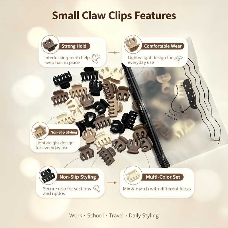 10pcs Matte Mini Pumpkin Dragon Claw Hair Clips Set
