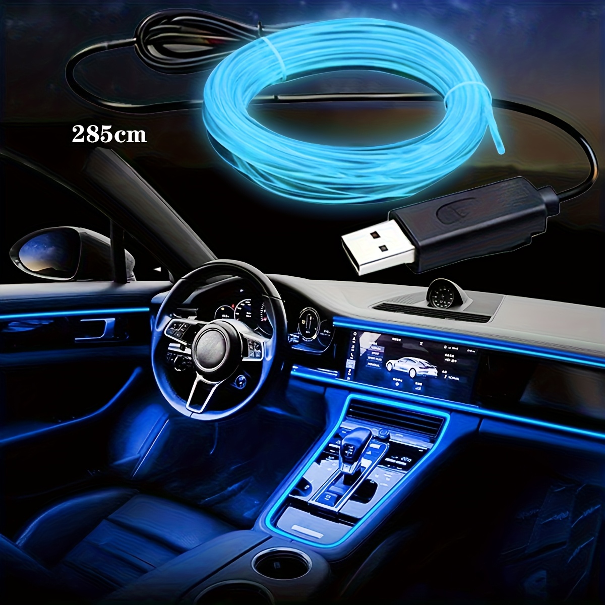 TEMU 2025 New Changing Car Interior Led Lights, App Wireless Car Atmosphere Light Strips, Car Door, Console Decorative Light Strips, Cool Car