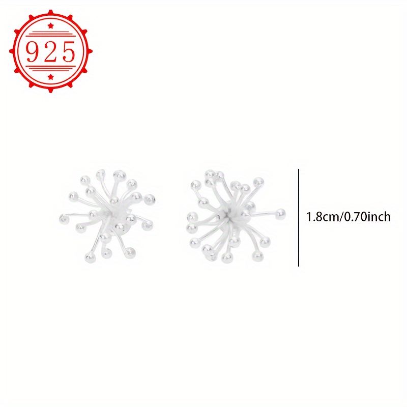 925 Silver Dandelion Fireworks Ear Studs Pair Pack