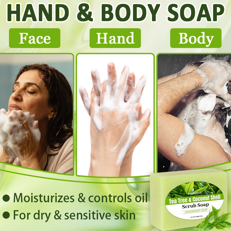 3pcs Tea Tree Oil & Coconut Extract Soap Bars