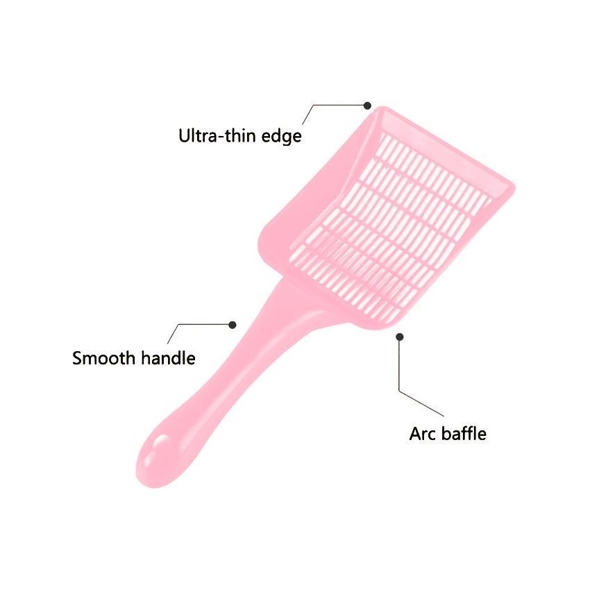 a   sturdy pink and gray plastic cat   with ergonomic handles designed for easy handling and leak proof use   cleaning litter boxes and suitable for all types of cats Product details 0