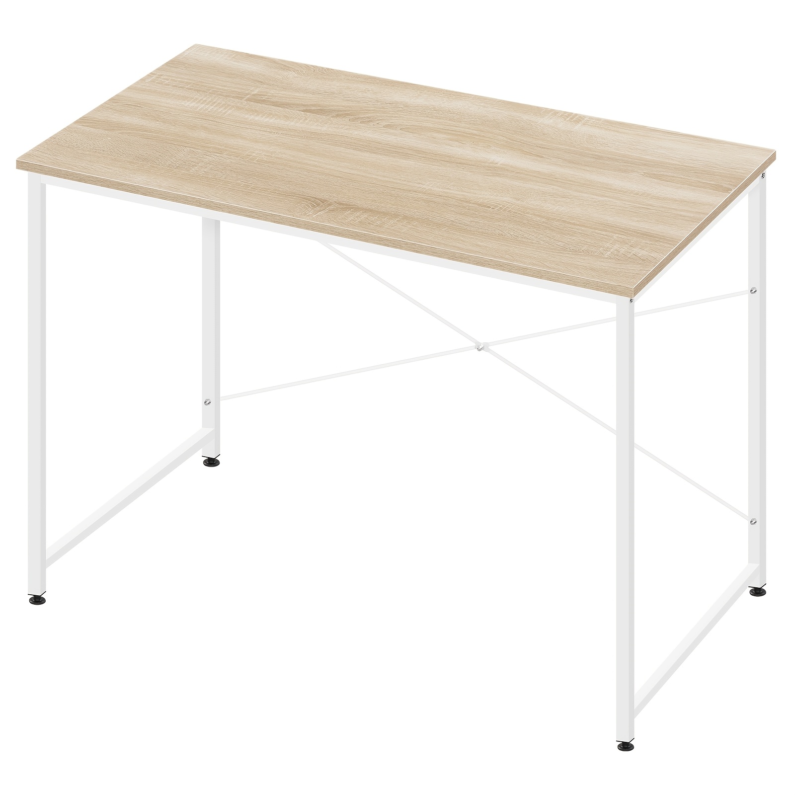 1pc Computer Desk, Office Desk, Simple Computer Desk, Wooden Desk, Metal Frame, Suitable For Office, Home Office, Study Room, Light Oak Color