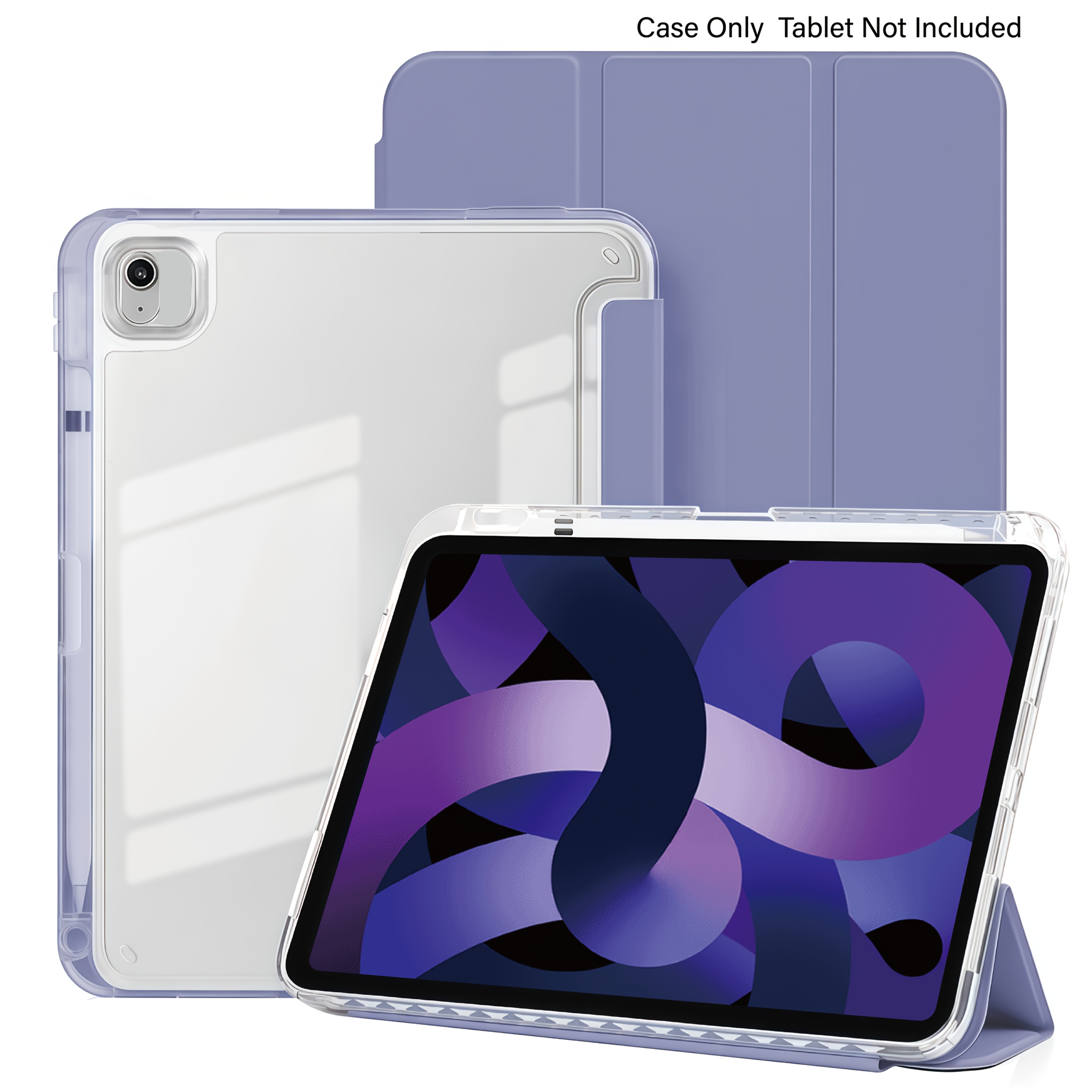 TEMU (TM YKL) Étui de protection transparent en cristal avec porte-stylo pour Ipad Air 11 2024 2025 M2/M3, cuir PU, support magnétique à rabat, étui