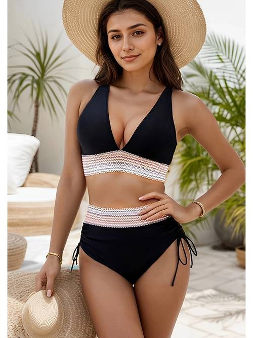 womens high waisted bikini set for cross border european and american markets