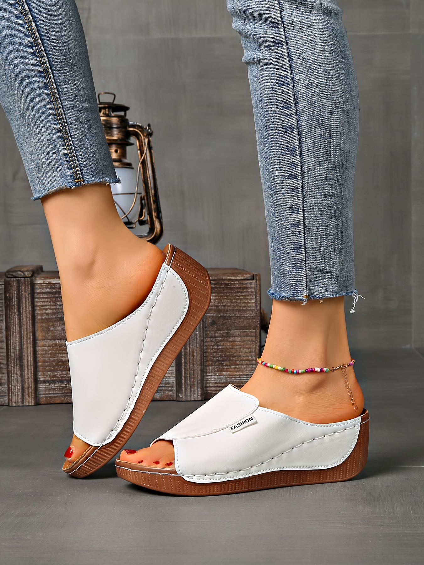   womens light blue slide sandals comfortable arch support breathable open toe design with soft rubber sole casual   heel slip on shoes for casual attire   cover upper Product details 20